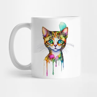 COLORFUL KITTY CAT FACE Cat Art Abstract Mug